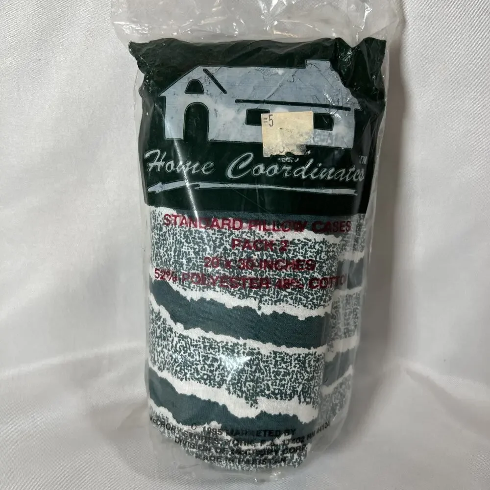 Vintage 1995 Home Coordinate Standard Pillowcases 20x30 Abstract Teal 2 Pack